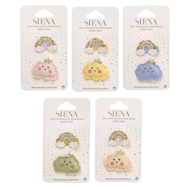 Hair Clips Rainbow Cloud- 2 pc