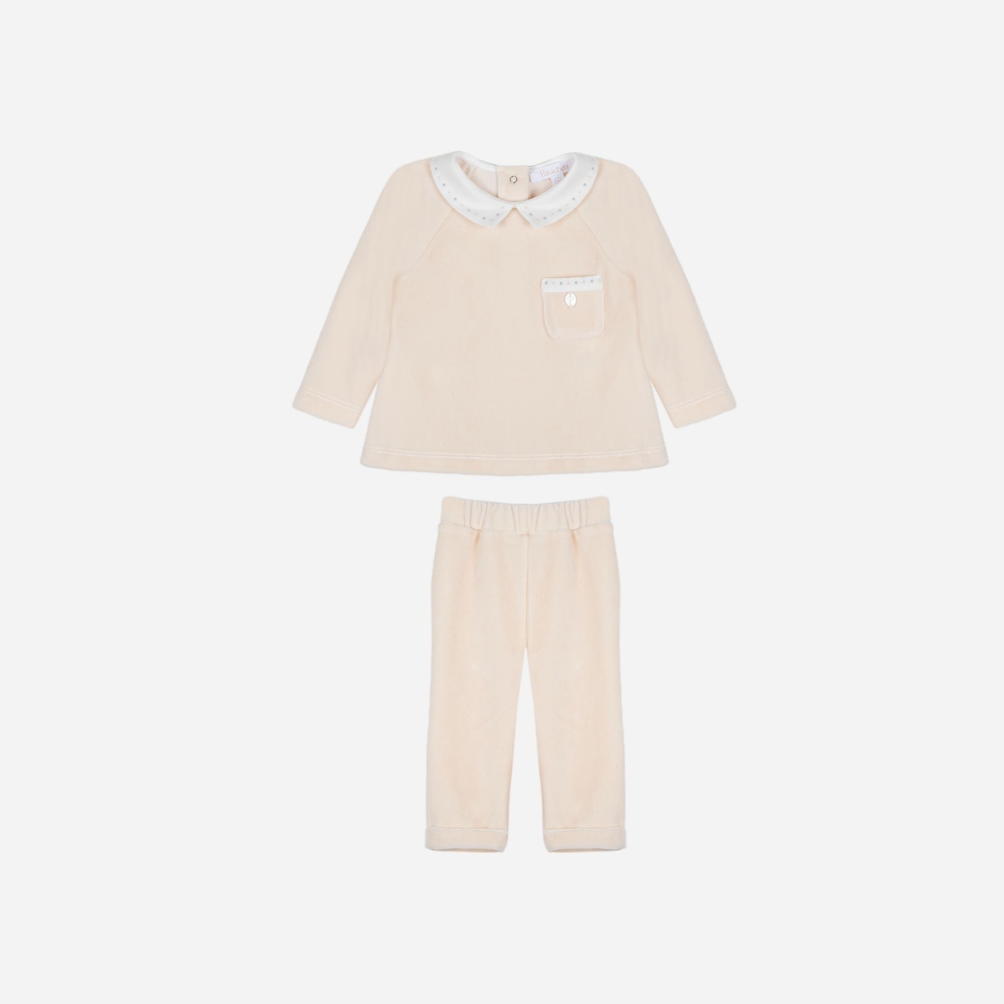 Beige Set with Embroidered Dots
