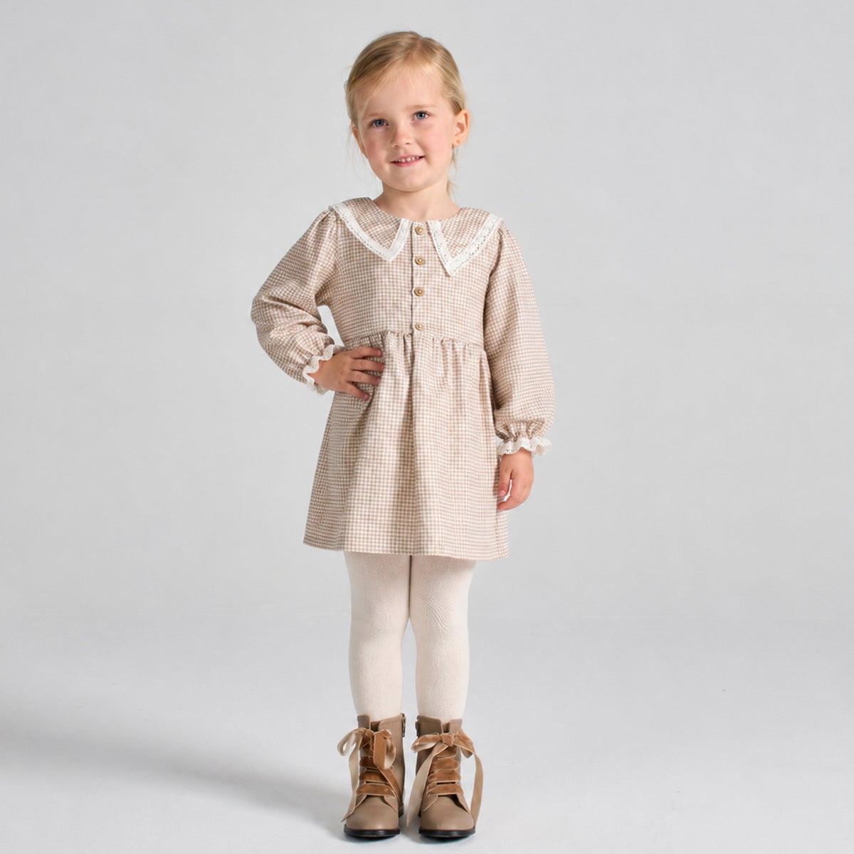 Dress 'Tiny Taupe' Gingham