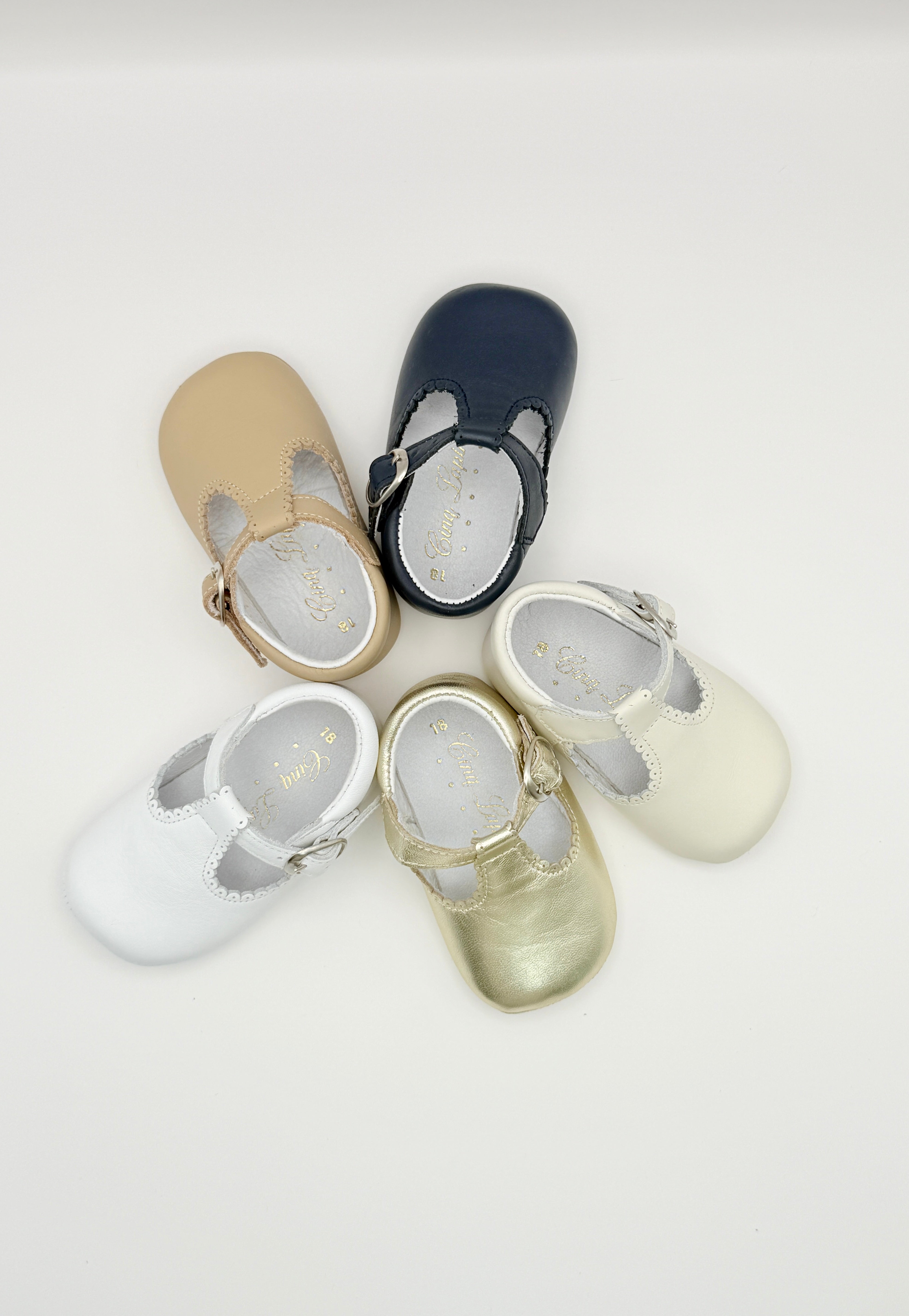 Crib Shoe T-Strap Napa Gold