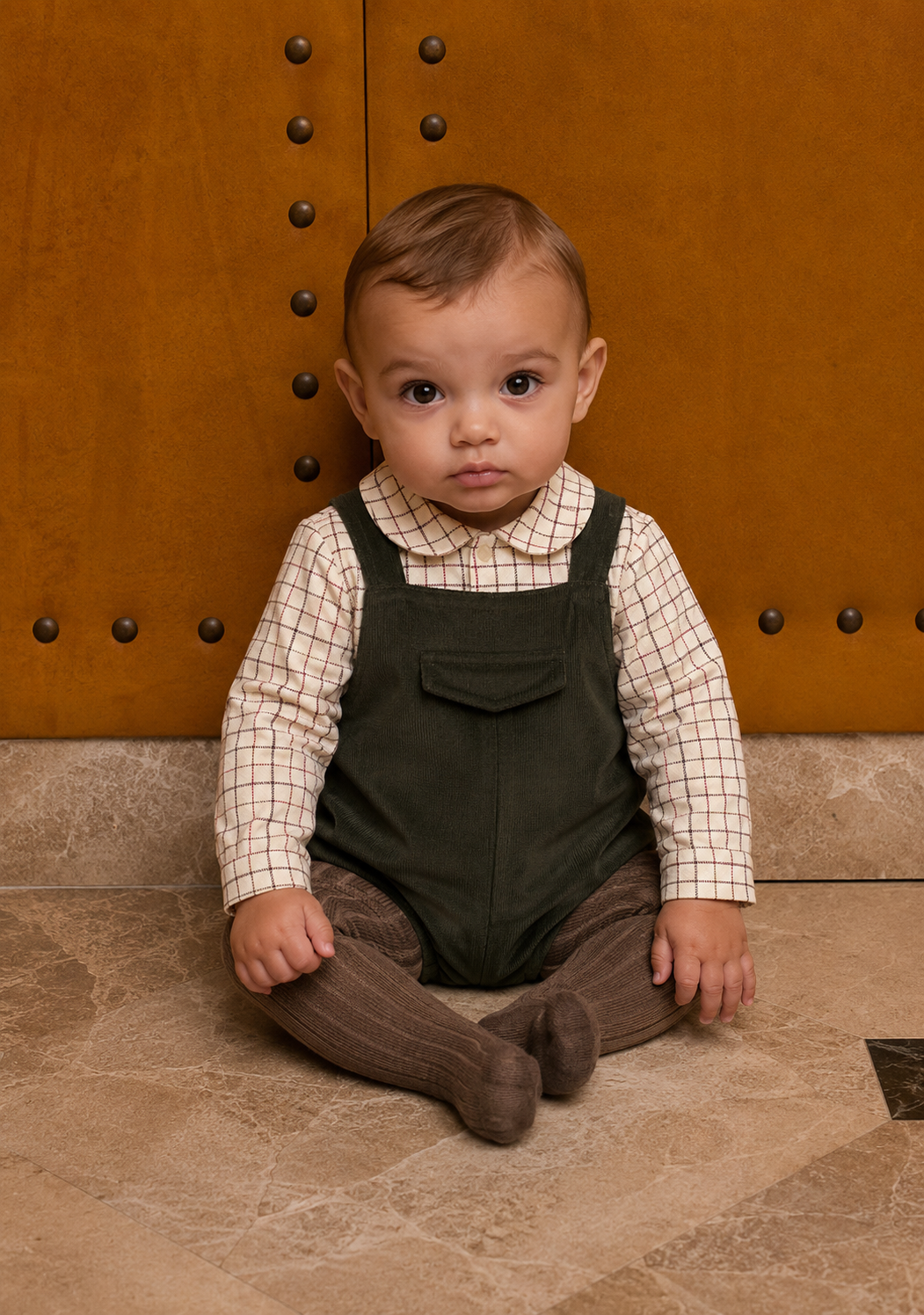 Dungaree Set 'Cuadros Granate'