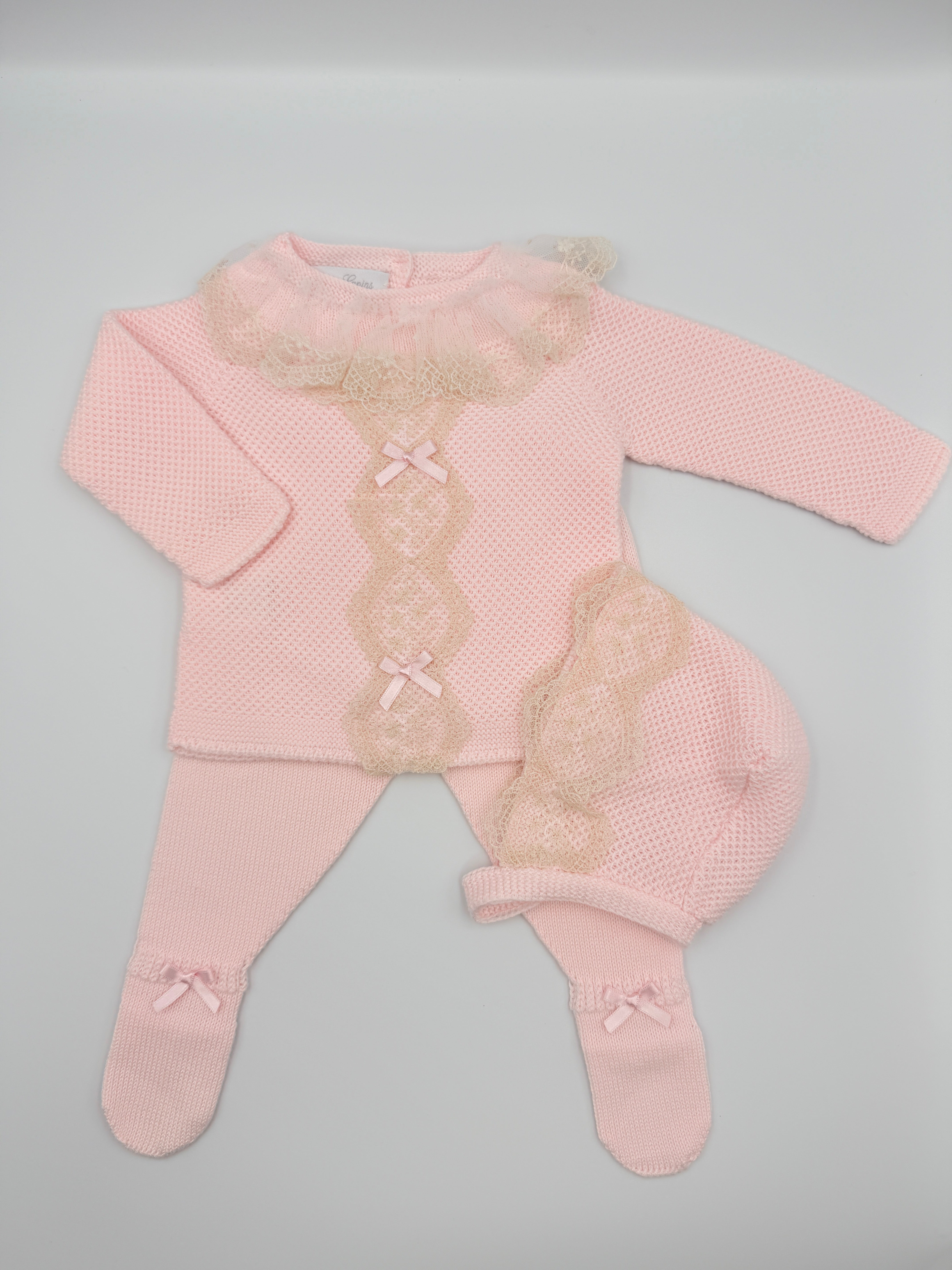 Knit Set 'Puntilla Picos' Pink