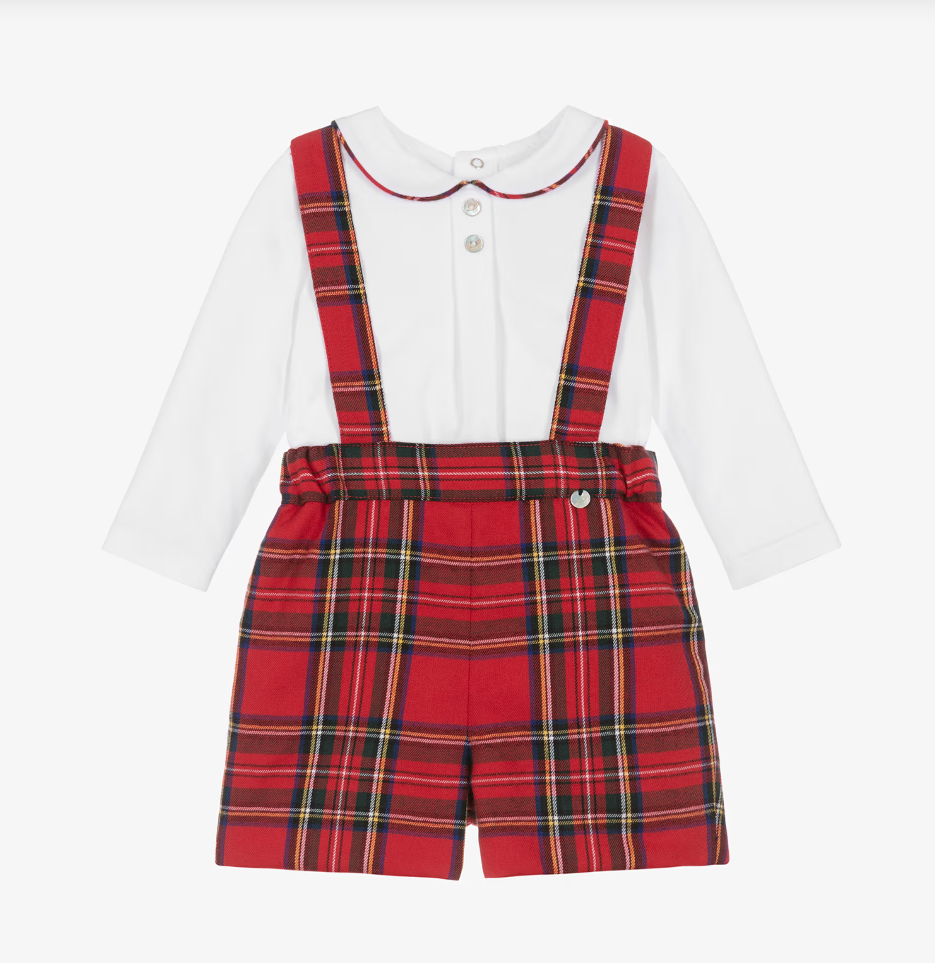 Dungaree Set 'Red Tartan' Burgundy