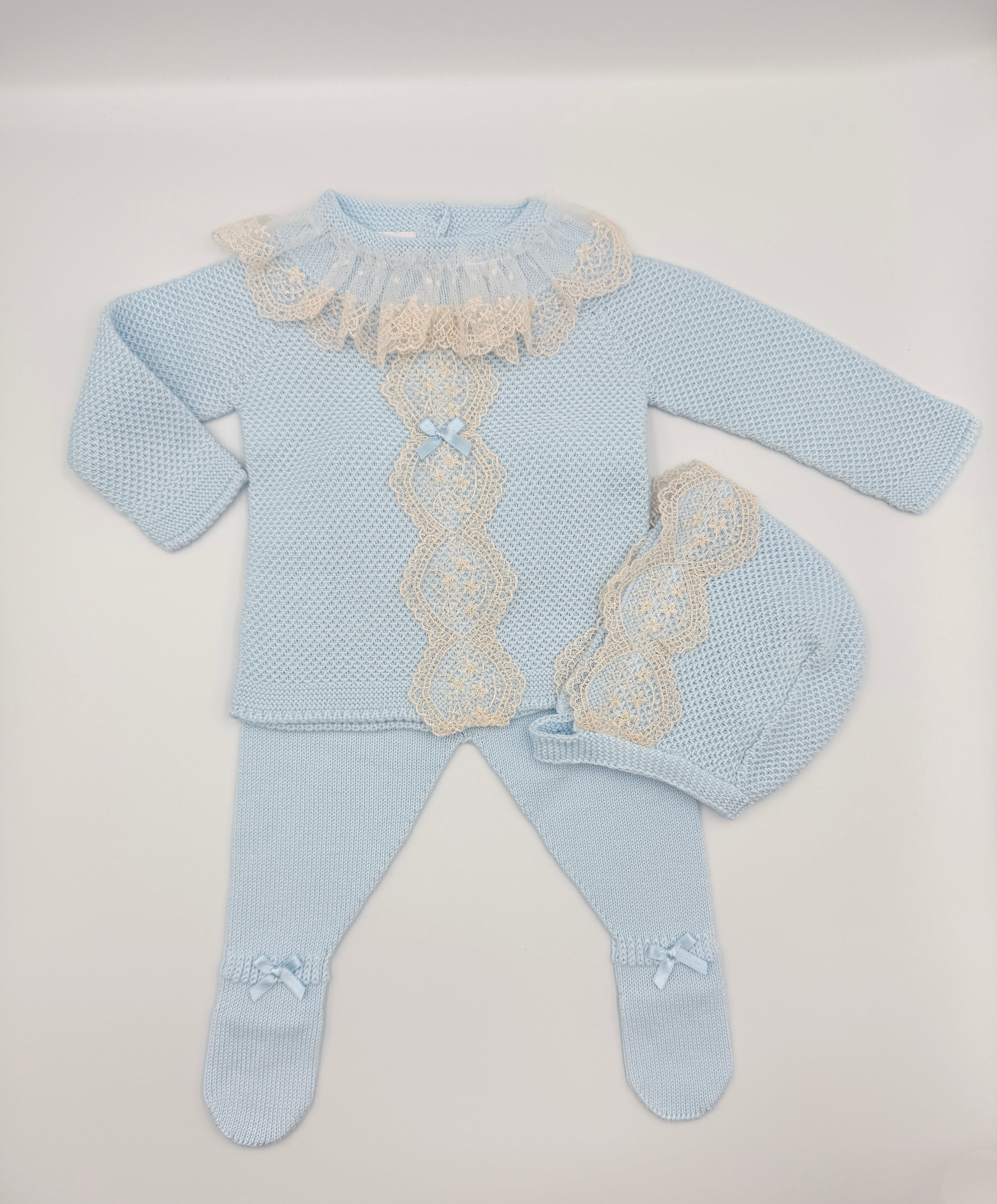 Knit Set 'Puntilla Picos' Blue