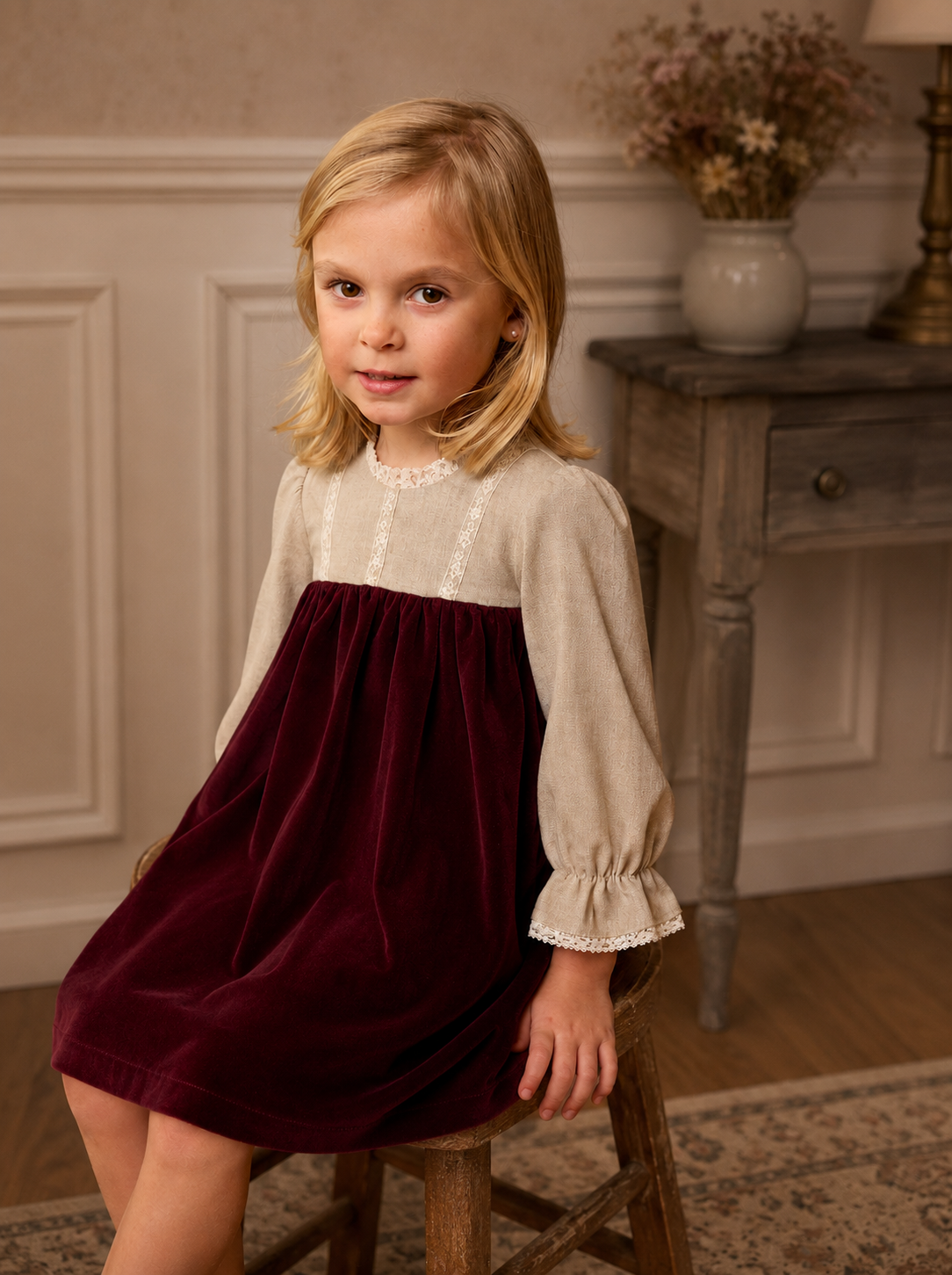 Long Sleeve Dress Burdeos