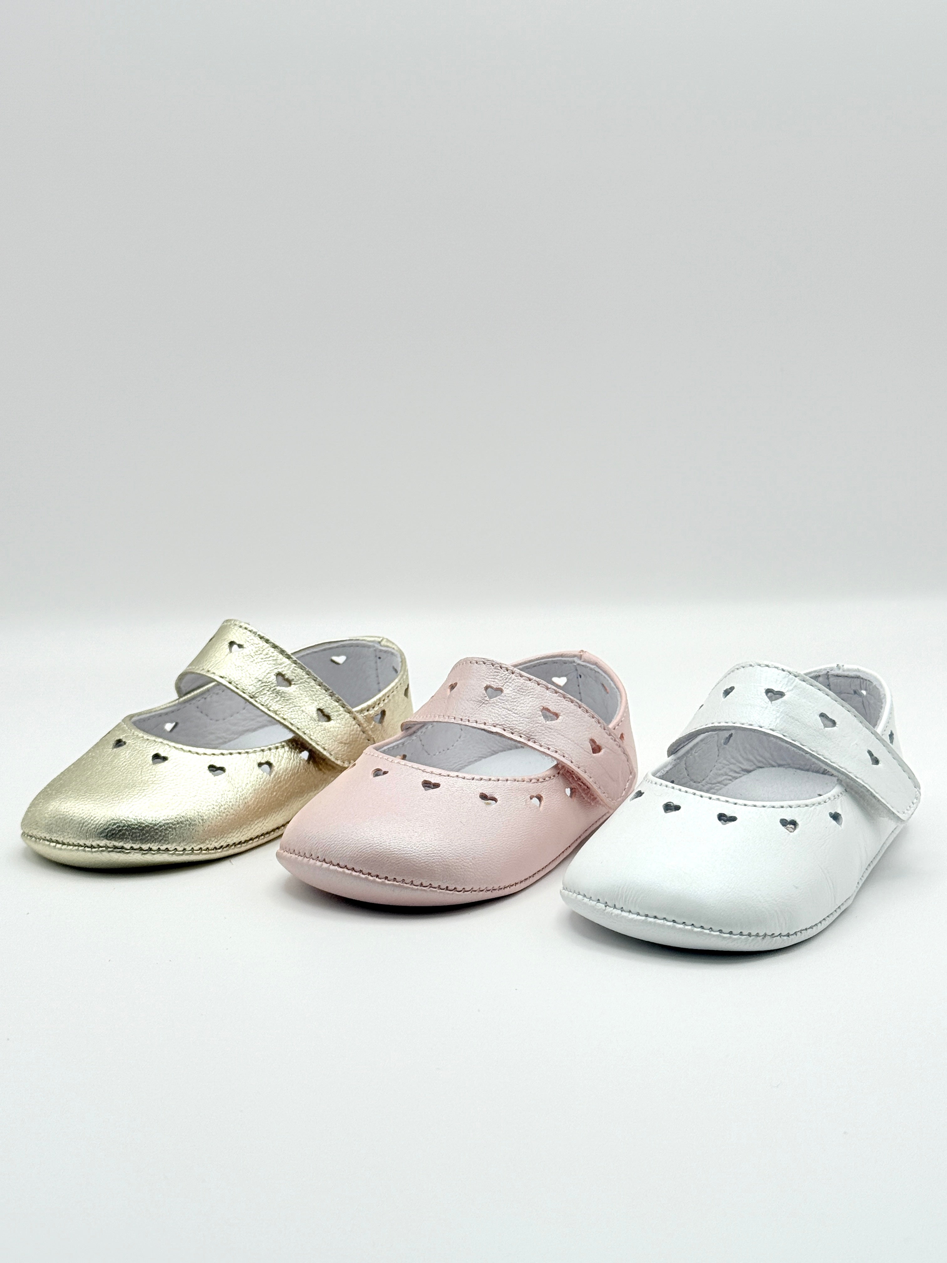Crib Shoe Mary Jane Hearts Pearl White
