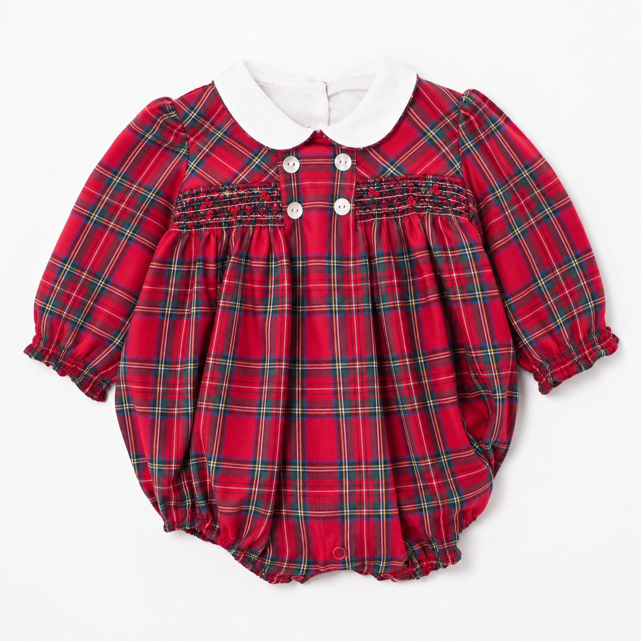 Smock Romper 'Tartan Red'
