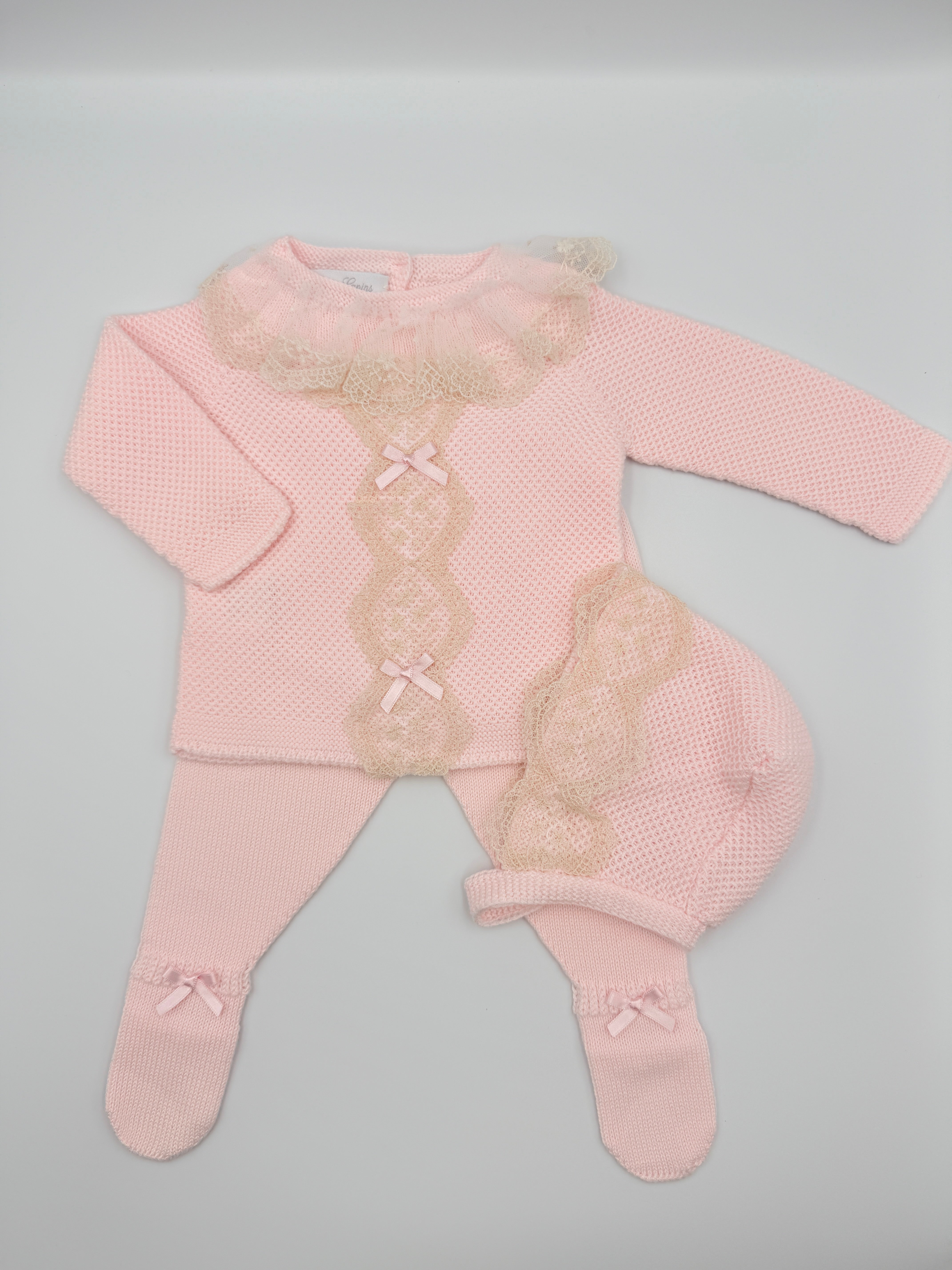 Knit Set 'Puntilla Picos' Pink