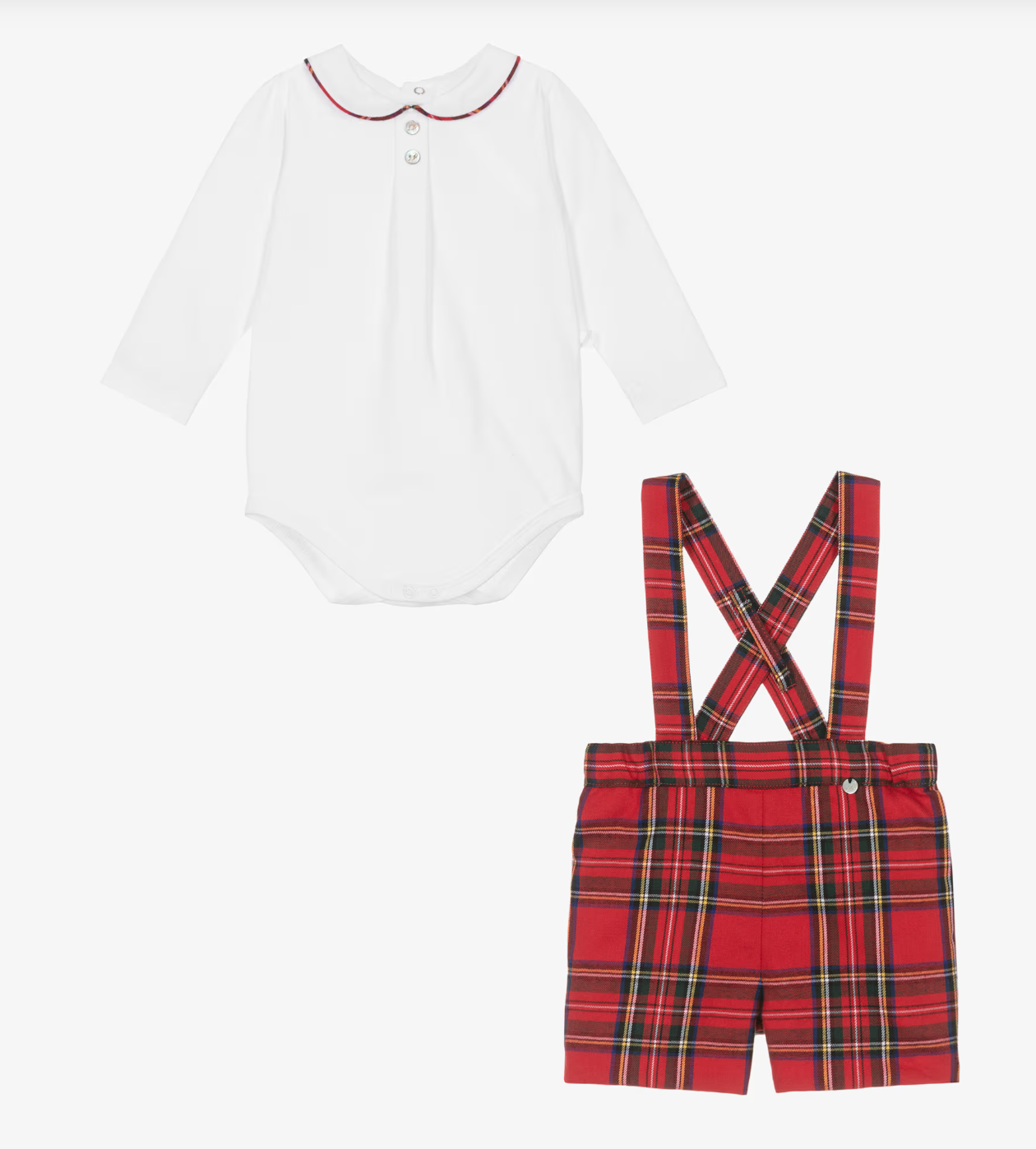 Dungaree Set 'Red Tartan' Burgundy